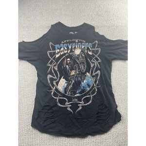 Affliction Shirt Cold Shoulder Distressed Grunge Biker Easy Riders Size Small
